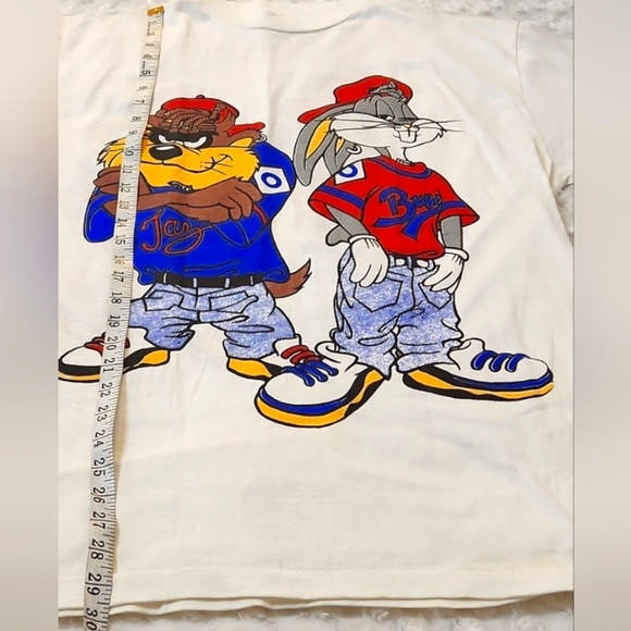Vintage Looney Tunes Bugs Bunny Taz T-Shirt Kriss Kross Old School 100% Cotton - Picture 4 of 13